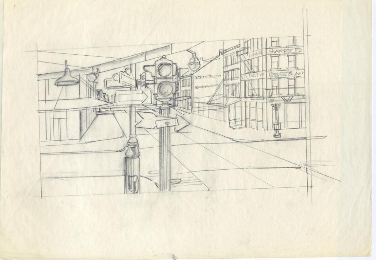 drawing of the corner on tracing paper