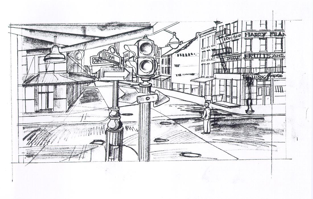 drawing of the corner on tracing paper