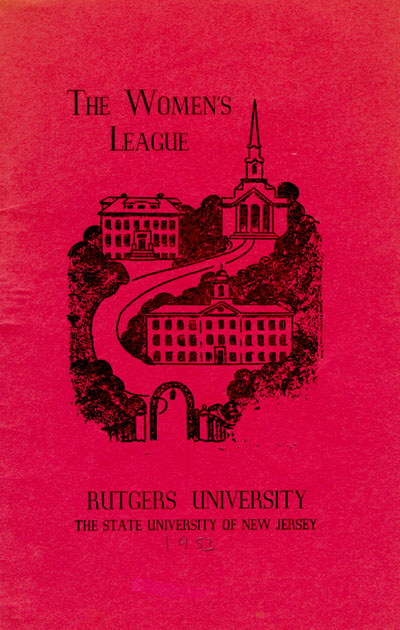 booklet with abstract sketch of Old Queens buildings