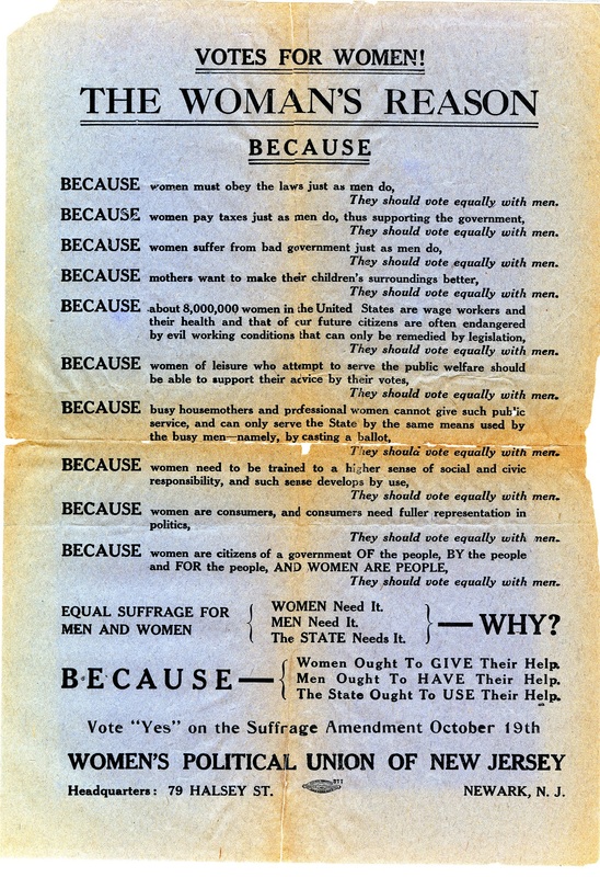 a boradside listing 11 plus reasons why a woman needs to vote