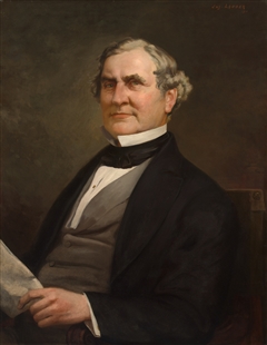 William Pennington in  an oil painting. clad in a suit and reading a document