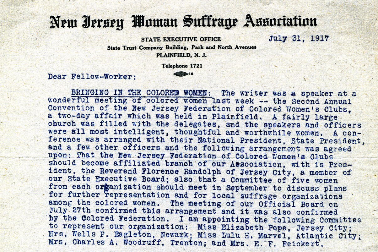 Bringing in the Colored Women" Excerpt from letter]