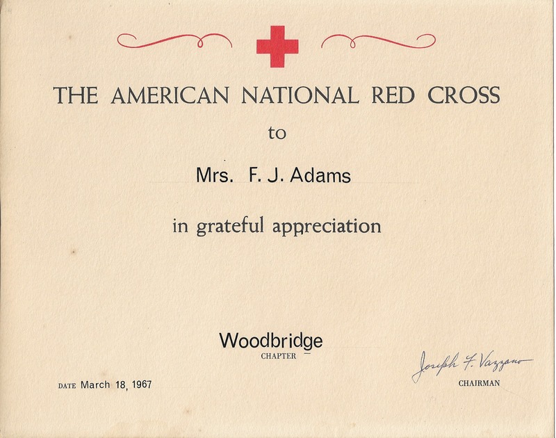 American National Red Cross, Certificate of Appreciation