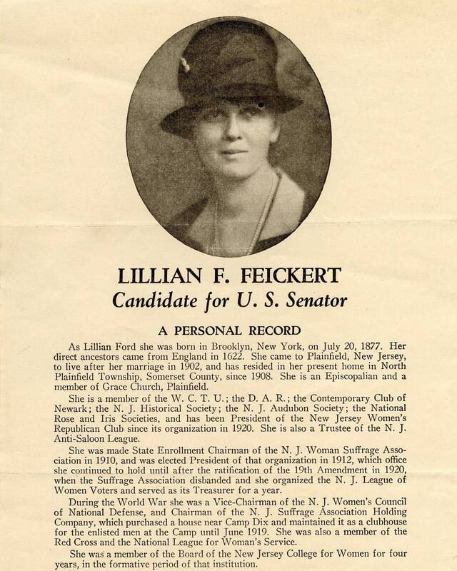 broadside for Lillian F. Feickert Candidate for U.S. Senator