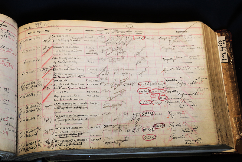 Detail of ledger for Gennett Records