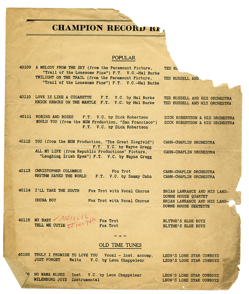 Champion Record Release list