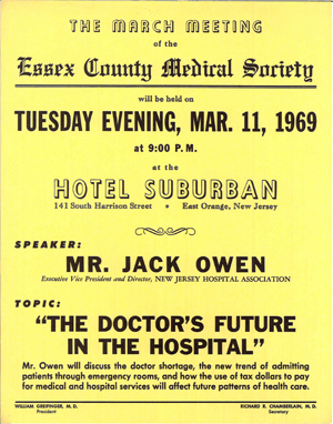 ECMS poster March 11, 1969 - Doctor's future in the hospital