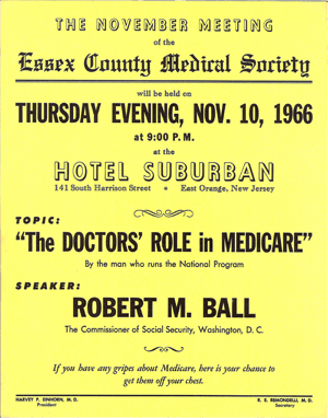 ECMS poster November 10, 1966 - Doctors' role in Medicare