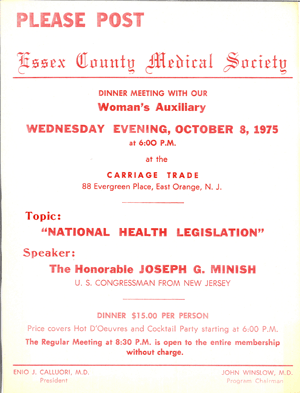 ECMS poster October 8, 1975 - National health legislation